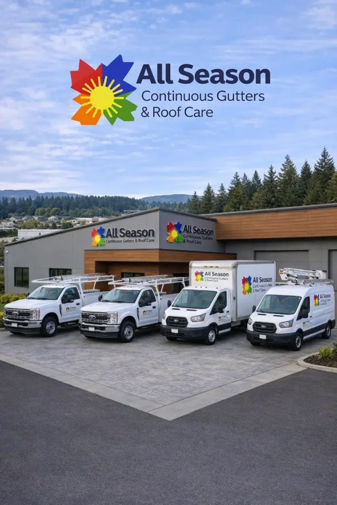 All Season Continuous Gutters & Roof Care service trucks